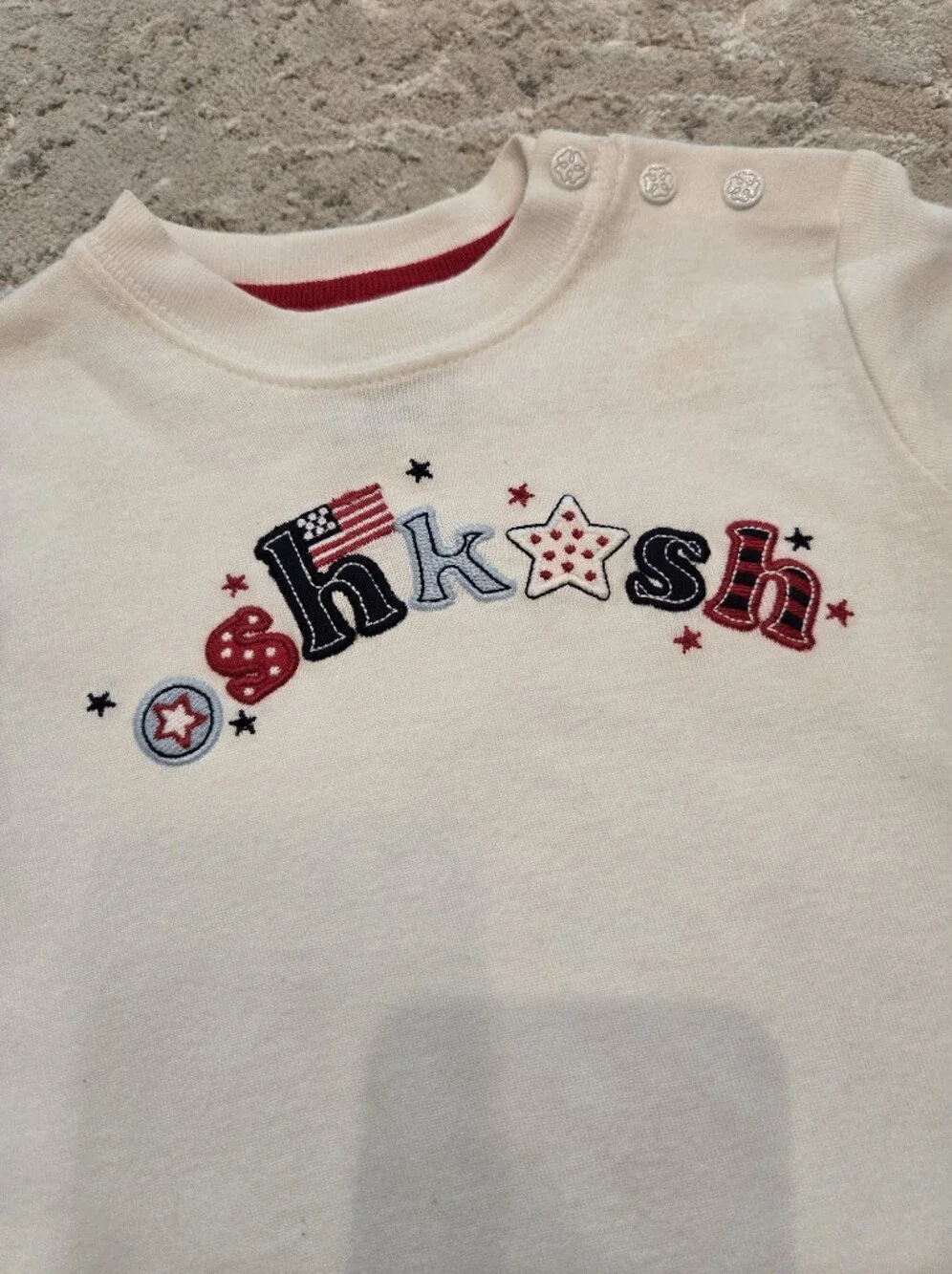 Vintage Y2k OshKosh B'gosh White Short Sleeve Tee with Patriotic Logo NWT